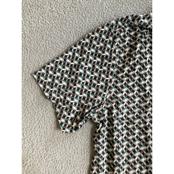 Tommy Bahama Button Shirt Large Silk Geometric Short Sleeve Black Green Retro - Picture 4 of 13